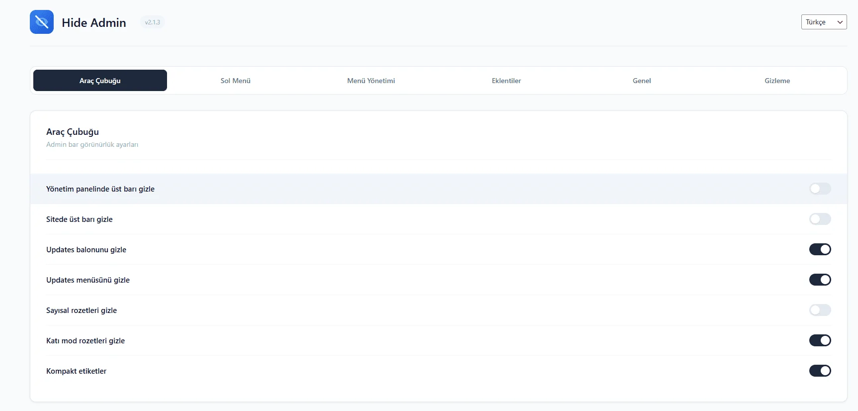 Hide Admin – Clean Update Badges & Notices